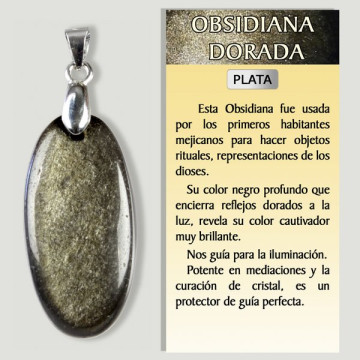 OBSIDIANA ORO. Colgante en Plata. Formas surtidas. 