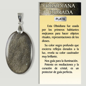 OBSIDIANA ORO. Colgante en Plata. Formas surtidas. 