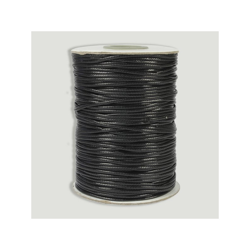 Cordón algodón encerado 1,5mm. Negro. 100m aprox. Cordón algodón encerado 1,5mm. Negro. 100m aprox.