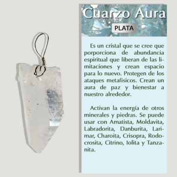 CUARZO AURA. Colgante Plata . Forma irregular.