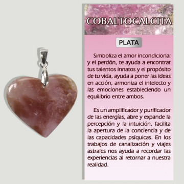 COBALTO CALCITA. Colgante Plata . Modelo corazón.