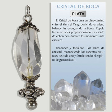 CRISTAL DE ROCA. Colgante Plata grande.
