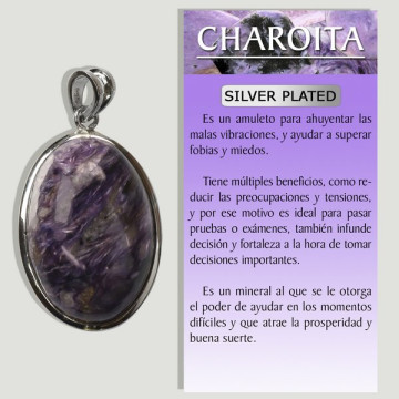 CHAROITA. Colgante Silver plated. Modelo con bisel.