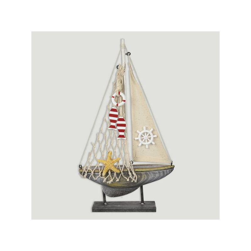Velero madera gris con base. 17X30cm. Velero madera gris con base. 17X30cm.