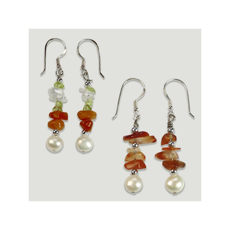 Gancho 36 - Pendientes Plata perla y mineral Gancho 36 - Pendientes Plata perla y mineral