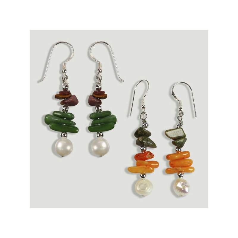Gancho 44 - Pendientes Plata perla y mineral Gancho 44 - Pendientes Plata perla y mineral
