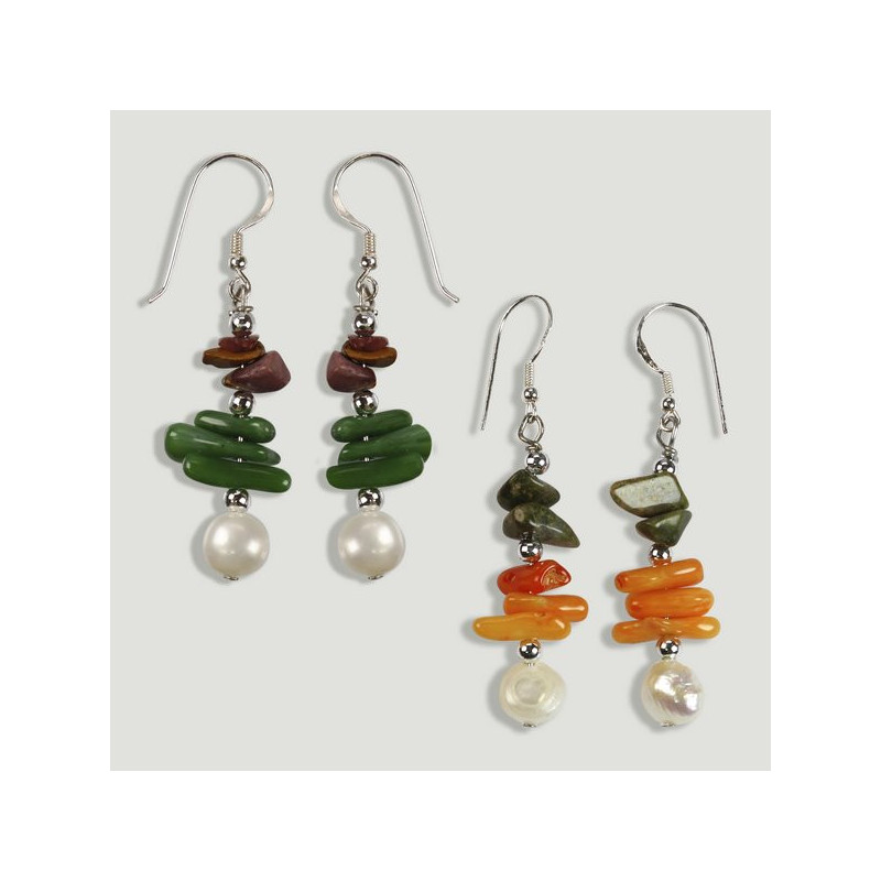 Gancho 44 - Pendientes Plata perla y mineral Gancho 44 - Pendientes Plata perla y mineral