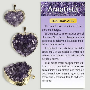 AMATISTA. Colgante Electroplated Dorado. Corazón