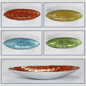 Aluminum incense holder boat 26x8cm. Colors assorted models