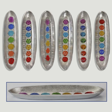 Chakra boat aluminum incense holder 23x5cm. assorted models