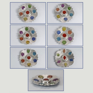 Chakra plate aluminum incense holder 10cm. Assorted motif