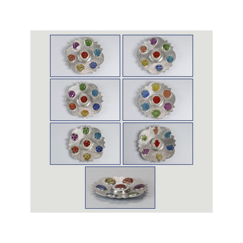 Chakra plate aluminum incense holder 10cm. Assorted motif Chakra plate aluminum incense holder 10cm. Assorted motif
