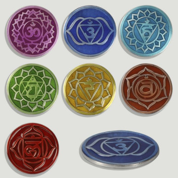 Suporte de incenso de alumínio placa Chakra 8cm. motivos variados