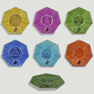 Porte-encens aluminium heptagonal Chakra 9.5cm. modèles assortis