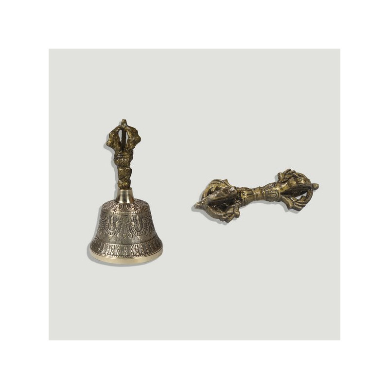 Campana mesa tibet latón 5,5x11 con dorji 8cm Campana mesa tibet latón 5,5x11 con dorji 8cm