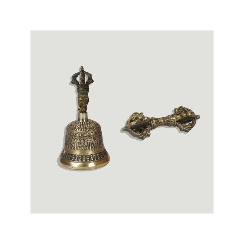Campana mesa latón 7,5x15 con dorji 8cm Campana mesa latón 7,5x15 con dorji 8cm