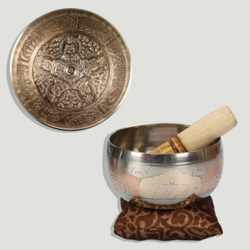 Brass bowl+mallet+cushion 11x4,5cm