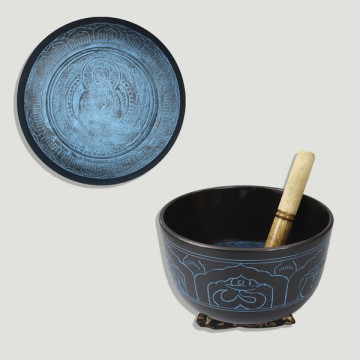 Buddha aluminum bowl+mallet+cushion 20cm