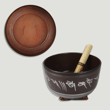 Buddha aluminum bowl+mallet+cushion 20cm