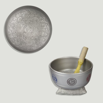 Chakra aluminum bowl+mallet+cushion 17.5cm