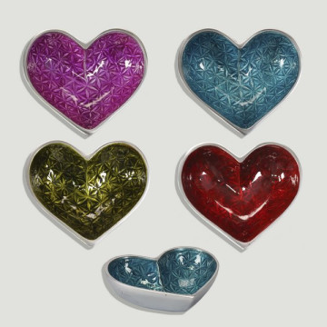 Aluminum heart bowl 13x12.5cm. Assorted colors