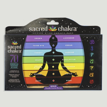 Chakra incense set 70 stick + Wooden incense holder