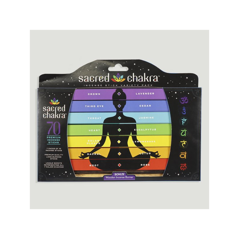 Set incienso Chakra 70stick + Portaincienso madera Set incienso Chakra 70stick + Portaincienso madera