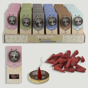 Incense Pack Display (30 cones) + Tree of Life Incense Holder 45x31cm