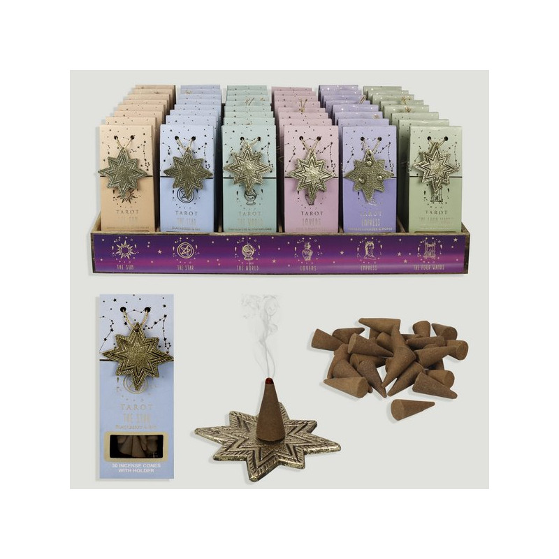 Exposant Pack Encens (30cônes) + Porte-Encens Tarot Exposant Pack Encens (30cônes) + Porte-Encens Tarot