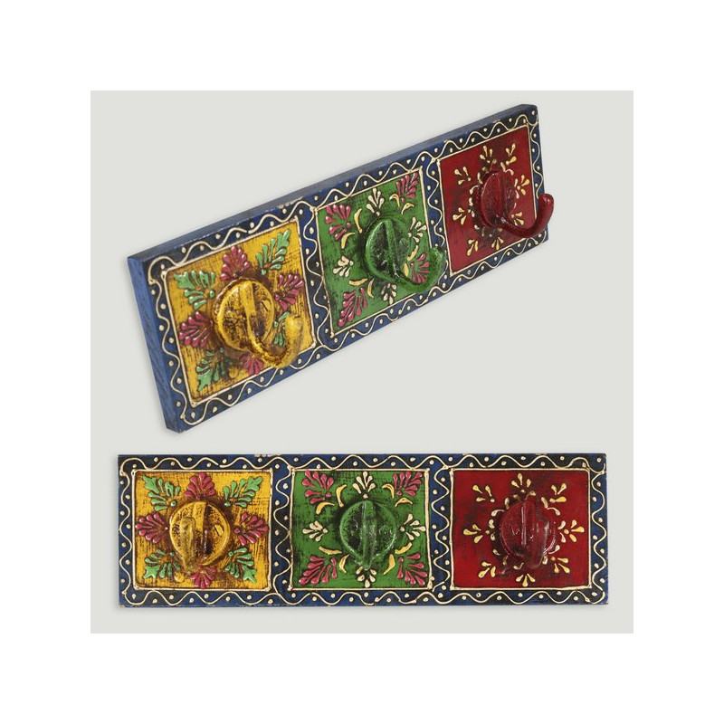 Cabide triplo madeira c/ henna 8x26cm Cabide triplo madeira c/ henna 8x26cm