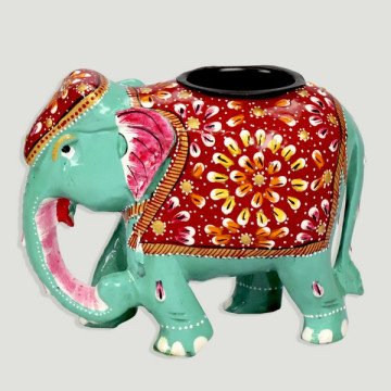 Elephant candle holder painted wood 14x11 assorted colors