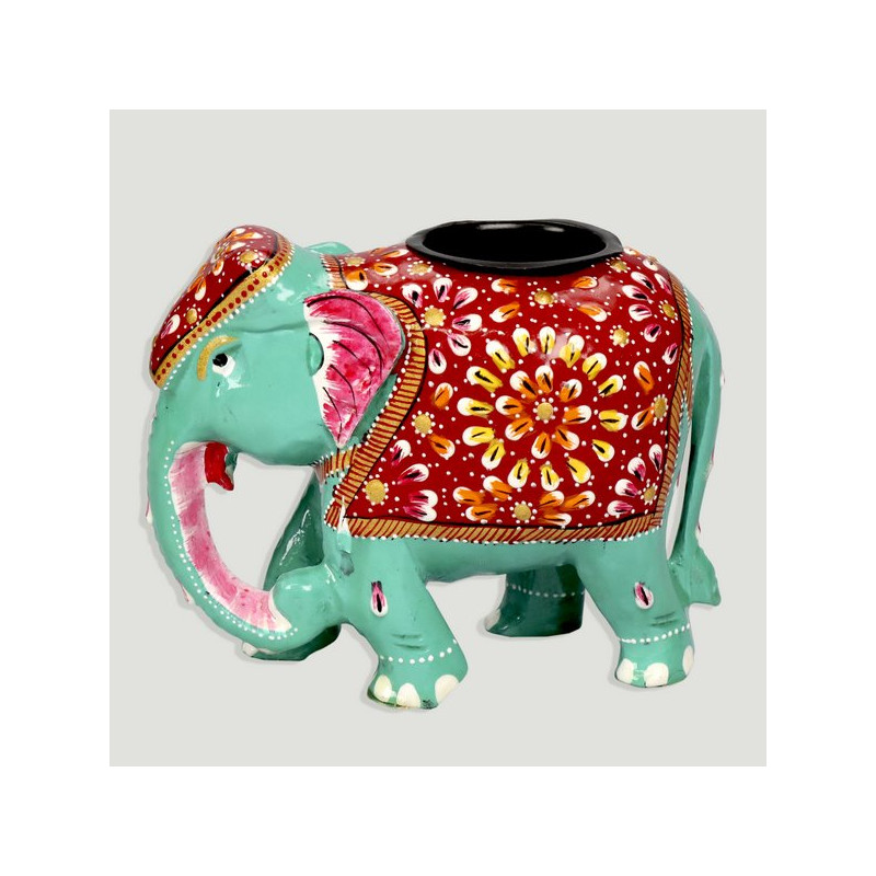 Portavelas Elefante madera pintada 14x11 colores surtidos Portavelas Elefante madera pintada 14x11 colores surtidos