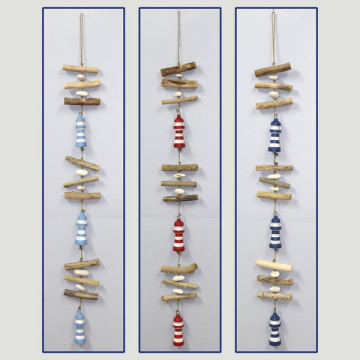 Wooden mobile 3 lighthouses with trunk 1m assorted colors