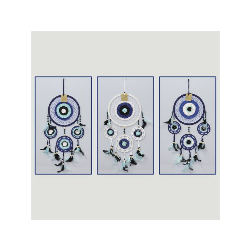 Dreamcatcher macramé quadruple Turkish Eye 22-9-11-9cm Dreamcatcher macramé quadruple Turkish Eye 22-9-11-9cm