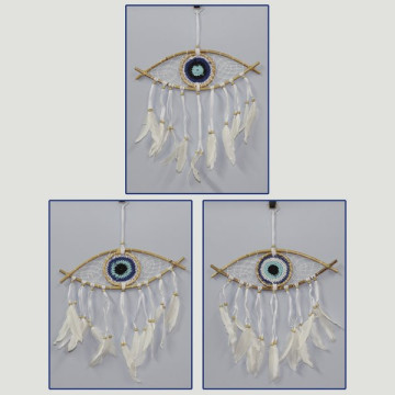 Macramé dreamcatcher horizontal Turkish Eye 9cm/33x11cm