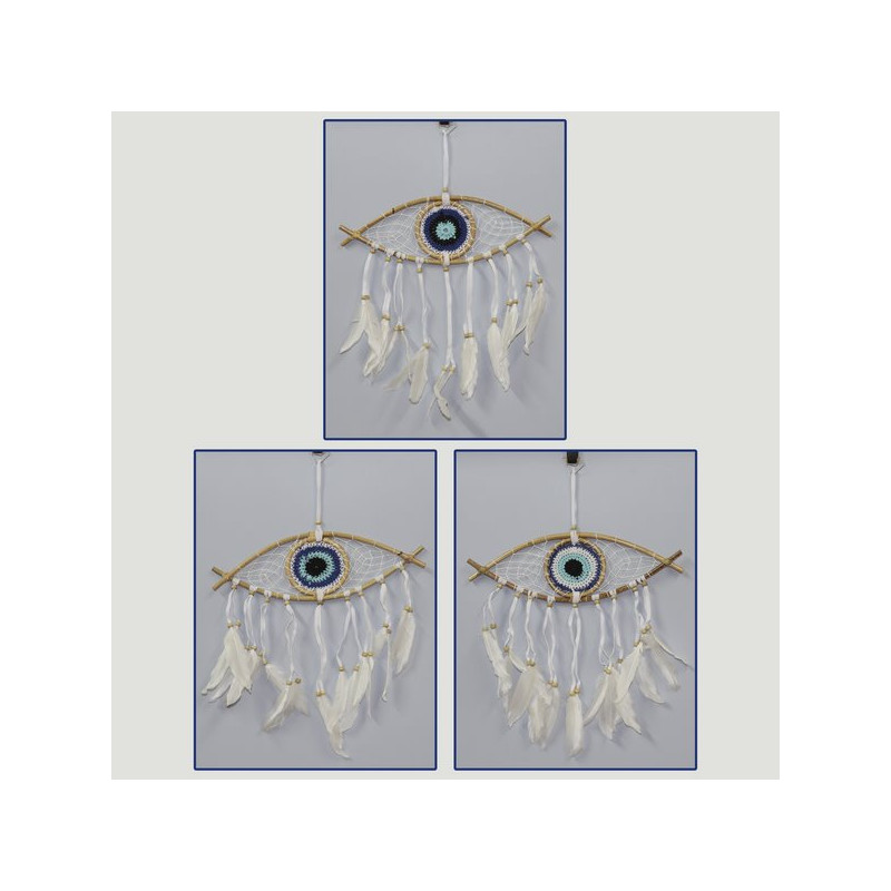 Macramé dreamcatcher horizontal Turkish Eye 9cm/33x11cm Macramé dreamcatcher horizontal Turkish Eye 9cm/33x11cm