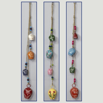 Mobile strip with 4 metal bells 85cm. Assorted colors