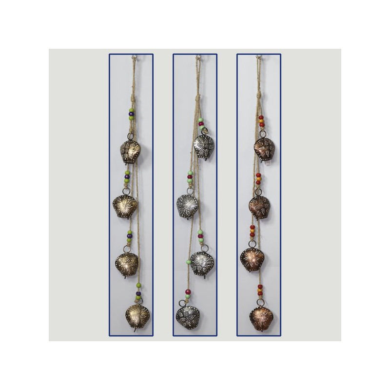 Mobile strip with 4 metal bells 80cm. copper/silver/gold Mobile strip with 4 metal bells 80cm. copper/silver/gold
