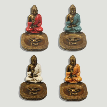 Porte-encens Bouddha en résine 15x10x12cm. Couleurs assorties