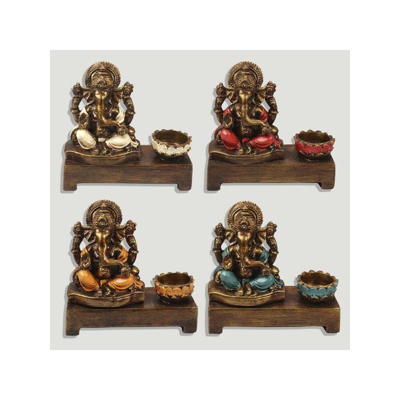 Bougeoir Ganesha en résine 16x6x15cm. Couleurs assorties Bougeoir Ganesha en résine 16x6x15cm. Couleurs assorties