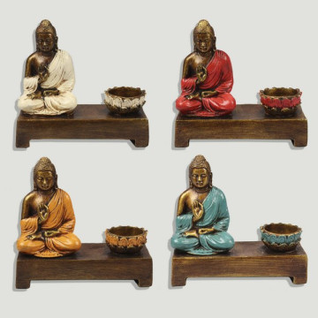 Buddha resin candle holder 16x6x15cm. Assorted colors