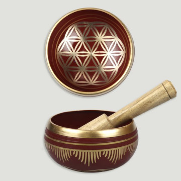 Tibetan brass bowl. Patina carved model. Red color. 10-12.5cm