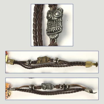 Gancho 95 – Pulsera piel con metal dorado/plateado