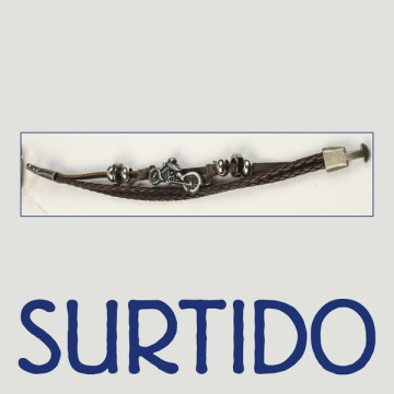 Gancho 94 – Pulsera piel con metal dorado/plateado. Modelos surtidos