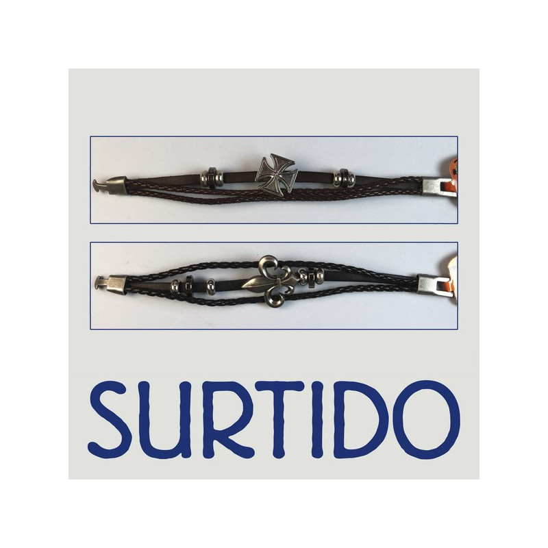 Gancho 88 – Pulsera piel con metal dorado/plateado. Modelos surtidos Gancho 88 – Pulsera piel con metal dorado/plateado. Modelos surtidos