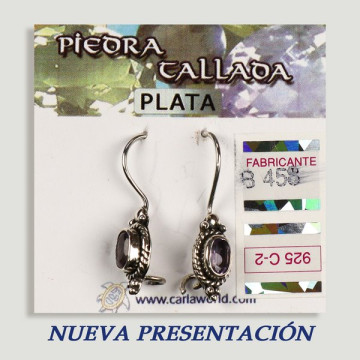 Pendientes PLATA. Amatista tallada. Formas surtidas. 