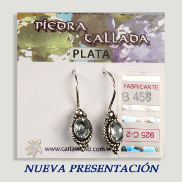 Pendientes PLATA. Topacio azul tallado. Formas surtidas. 