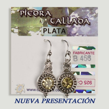 Pendientes PLATA. Citrino tallada. Forma redonda. 