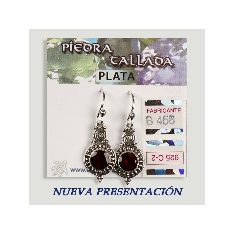 Pendientes PLATA. Granate tallada. Forma redonda. Pendientes PLATA. Granate tallada. Forma redonda.