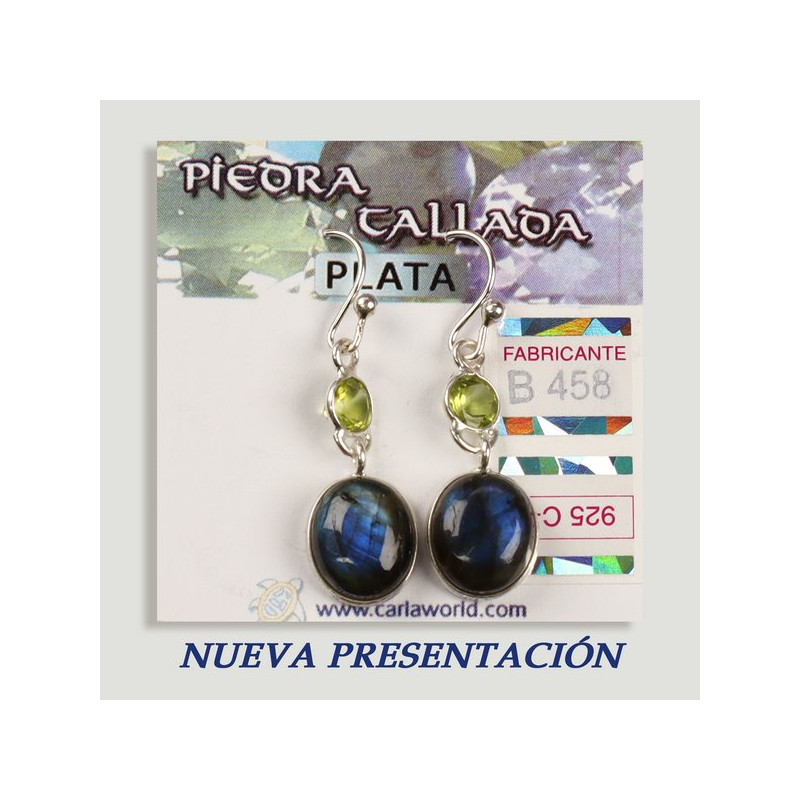 SILVER earrings. Labradorite + assorted faceted stone. cabochon shape SILVER earrings. Labradorite + assorted faceted stone. cabochon shape